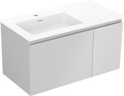 Mexen Orio bathroom cabinet 90 cm with left Otis washbasin, 1S, 1D, gray matte/white matte - 91A13-09047-3-BBFF62-W18L01