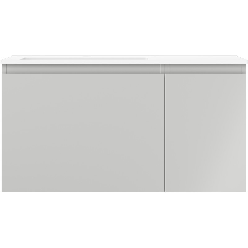 Mexen Orio 90 cm Bathroom Cabinet with Left Otis Sink, 1S, 1D, Gray Matte/White Matte - 91A13-09047-3-BBFF62-W18L01