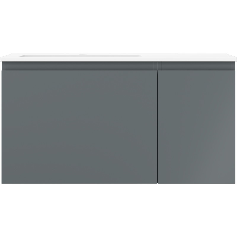 Mexen Orio 90 cm bathroom cabinet with left Otis sink, 1S, 1D, matte graphite/white matte - 91A13-09047-3-BBFF66-W18L01