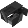 Mexen Orio 90 cm bathroom cabinet with Otis left sink, 1S, 1D, black gloss/black matte - 91A13-09047-3-BBFF70-W18L71
