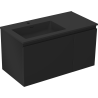 Mexen Orio bathroom cabinet 90 cm with left Otis sink, 1S, 1D, matte black - 91A13-09047-3-BBFF71-W18L71