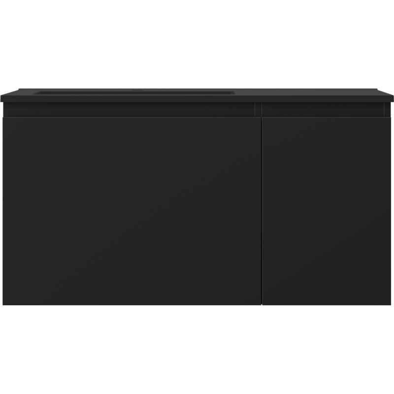 Mexen Orio 90 cm Bathroom Cabinet with Left Otis Sink, 1S, 1D, Black Matte - 91A13-09047-3-BBFF71-W18L71