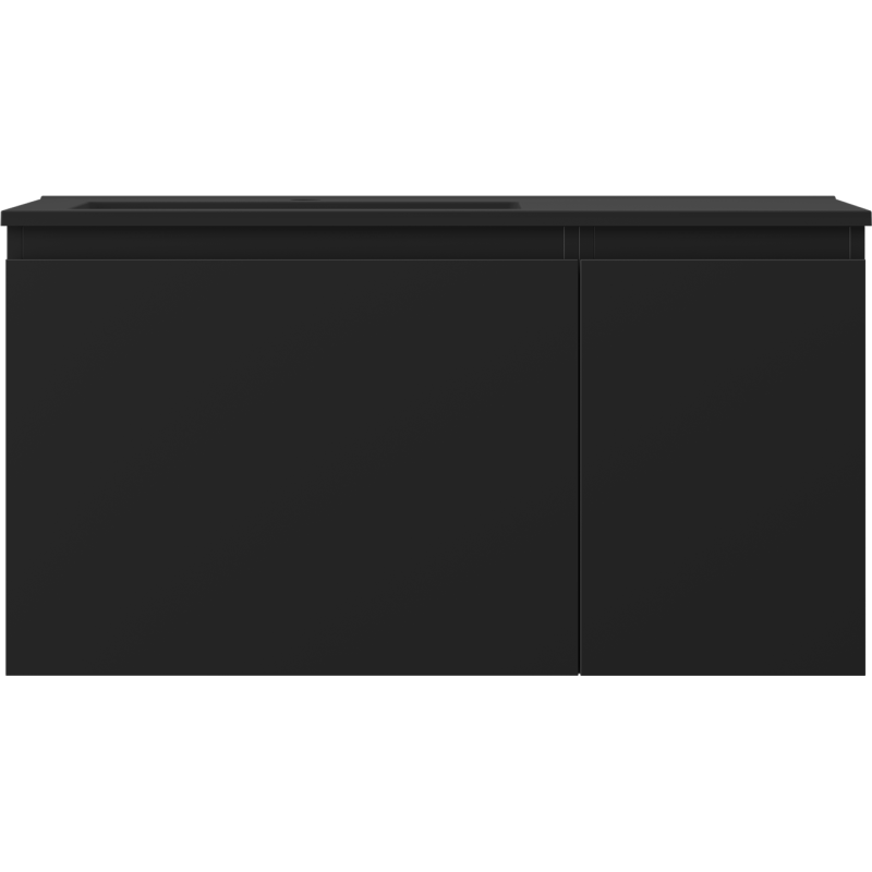 Mexen Orio bathroom cabinet 90 cm with left Otis sink, 1S, 1D, matte black - 91A13-09047-3-BBFF71-W18L71
