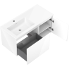 Mexen Orio 100 cm bathroom cabinet with left Otis sink, 1S, 1D, gloss white - 91A13-10047-3-BBFF00-W18L00