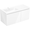 Mexen Orio bathroom cabinet 100 cm with Otis left washbasin, 1S, 1D, white gloss - 91A13-10047-3-BBFF00-W18L00