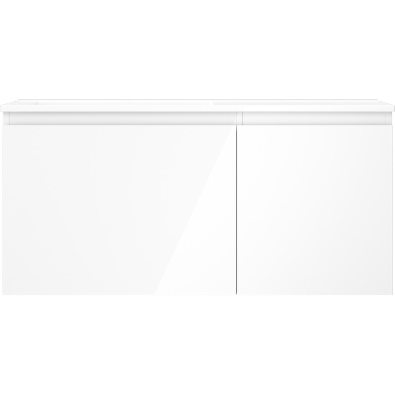 Mexen Orio 100 cm bathroom cabinet with left Otis sink, 1S, 1D, gloss white - 91A13-10047-3-BBFF00-W18L00