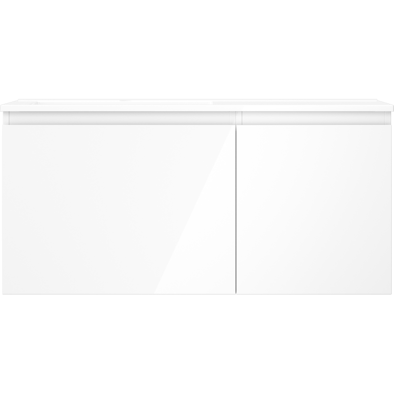Mexen Orio bathroom cabinet 100 cm with Otis left washbasin, 1S, 1D, white gloss - 91A13-10047-3-BBFF00-W18L00