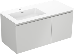 Mexen Orio bathroom cabinet 100 cm with Otis left basin, 1S, 1D, gray matte/white matte - 91A13-10047-3-BBFF62-W18L01
