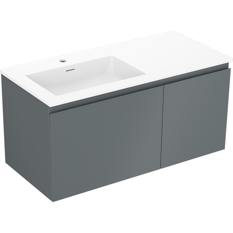 Mexen Orio 100 cm Bathroom Cabinet with Left Sink Otis, 1S, 1D, Matte Graphite/Matte White - 91A13-10047-3-BBFF66-W18L01