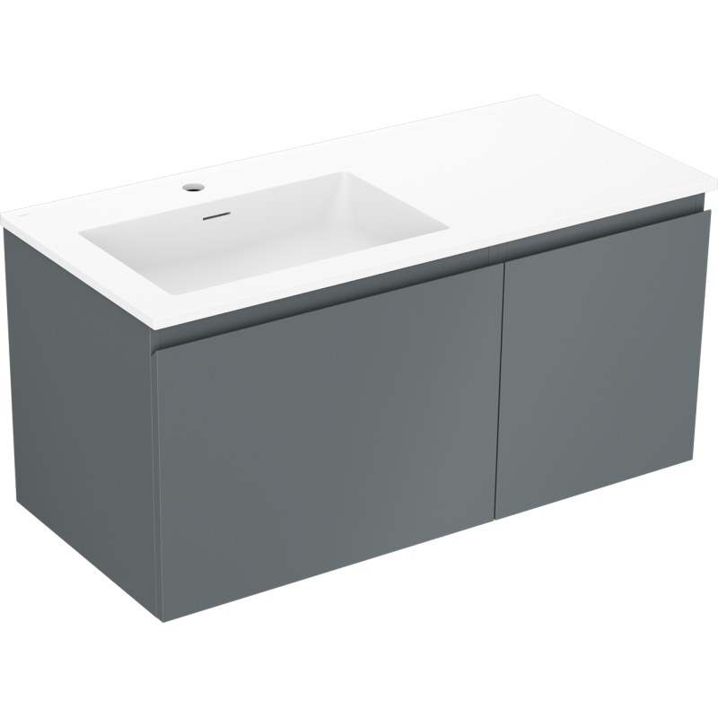 Mexen Orio bathroom cabinet 100 cm with Otis left sink, 1S, 1D, matte graphite/white matte - 91A13-10047-3-BBFF66-W18L01
