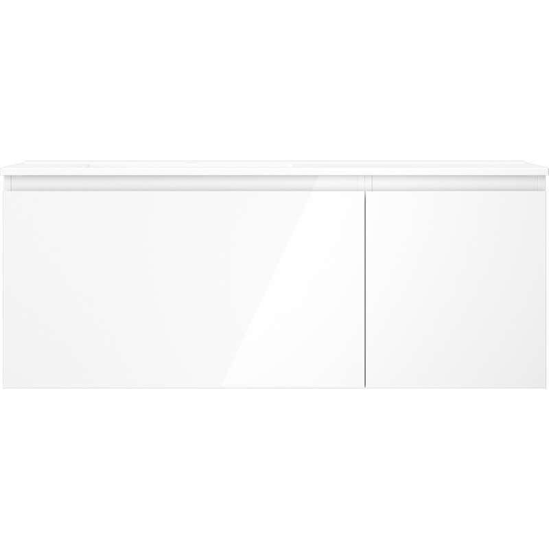 Mexen Orio 120 cm bathroom cabinet with Otis left-hand sink, 1S, 1D, glossy white - 91A13-12047-3-BBFF00-W18L00