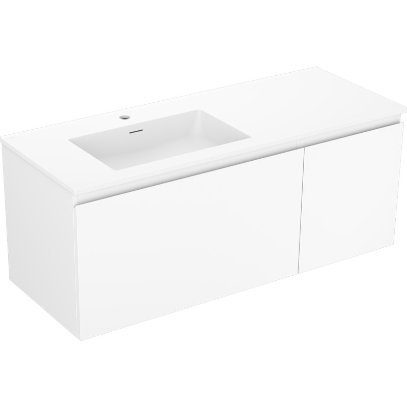 Mexen Orio 120 cm bathroom cabinet with left Otis sink, 1S, 1D, white matte - 91A13-12047-3-BBFF01-W18L01
