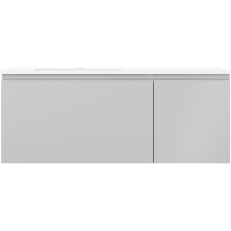 Mexen Orio bathroom cabinet 120 cm with Otis left sink, 1S, 1D, gray matte/white matte - 91A13-12047-3-BBFF62-W18L01