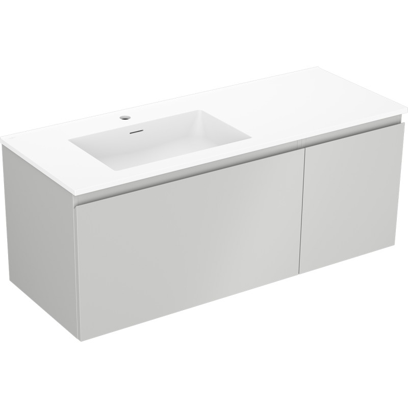 Mexen Orio 120 cm Bathroom Cabinet with Left Sink Otis, 1S, 1D, Gray Matte/White Matte - 91A13-12047-3-BBFF62-W18L01