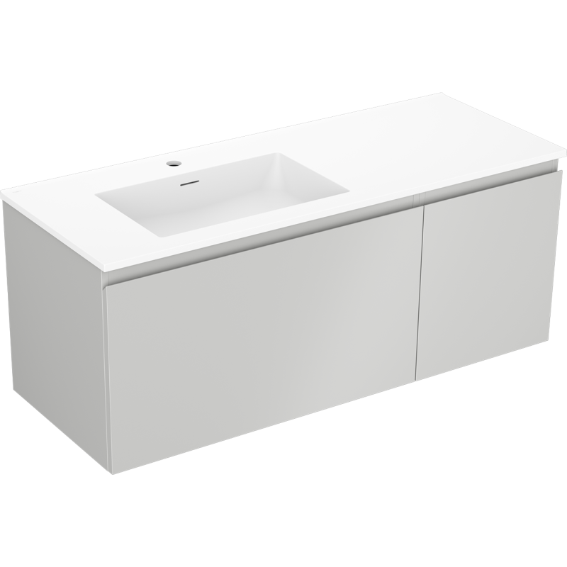 Mexen Orio bathroom cabinet 120 cm with Otis left sink, 1S, 1D, gray matte/white matte - 91A13-12047-3-BBFF62-W18L01