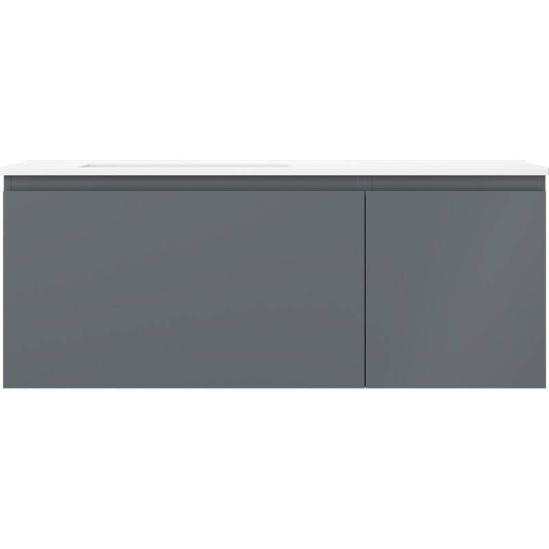 Mexen Orio 120 cm bathroom cabinet with Otis left sink, 1S, 1D, matte graphite/white matte - 91A13-12047-3-BBFF66-W18L01