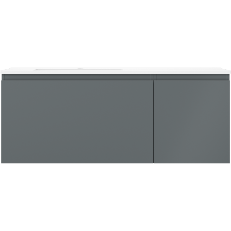 Mexen Orio bathroom cabinet 120 cm with Otis left sink, 1S, 1D, matte graphite/white matte - 91A13-12047-3-BBFF66-W18L01