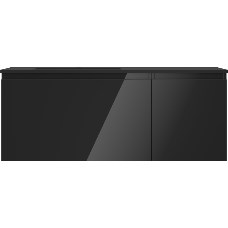 Mexen Orio bathroom cabinet 120 cm with Otis left sink, 1S, 1D, black gloss/black matte - 91A13-12047-3-BBFF70-W18L71