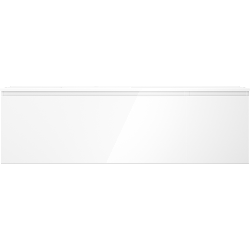Mexen Orio bathroom cabinet 160 cm with Otis left sink, 1S, 1D, white gloss - 91A13-16047-3-BBFF00-W18L00