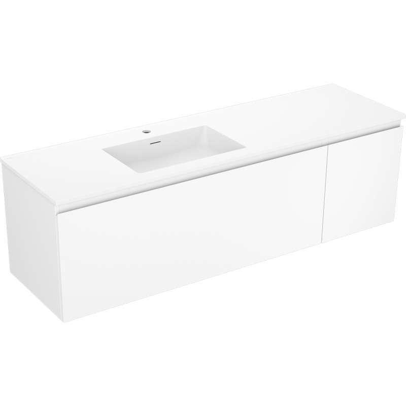 Mexen Orio Bathroom Cabinet 160 cm with Left Otis Sink, 1 Drawer, 1 Door, White Matte - 91A13-16047-3-BBFF01-W18L01