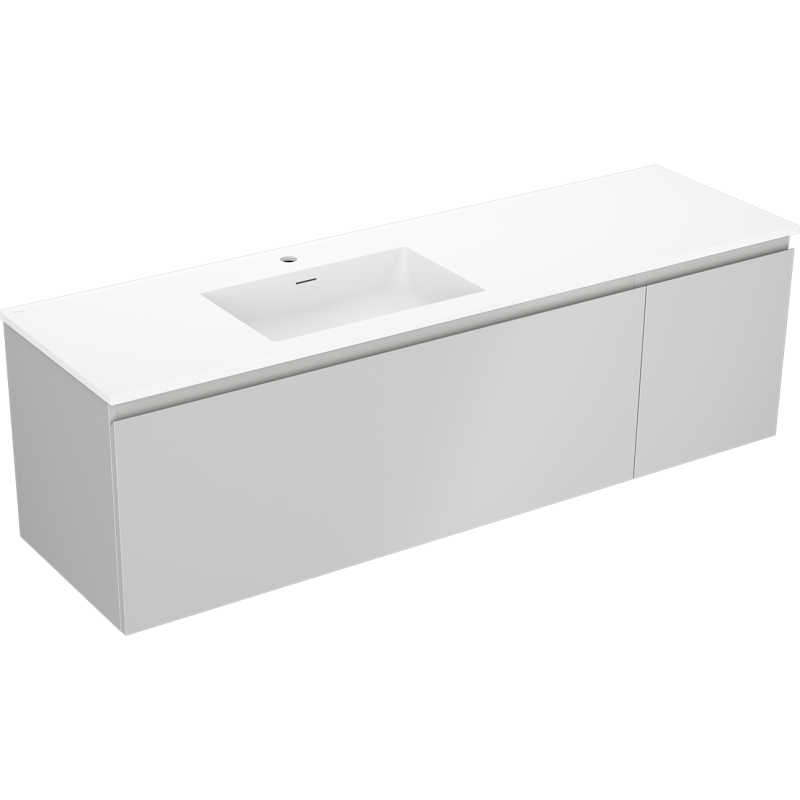 Mexen Orio bathroom cabinet 160 cm with Otis left sink, 1S, 1D, gray matte/white matte - 91A13-16047-3-BBFF62-W18L01