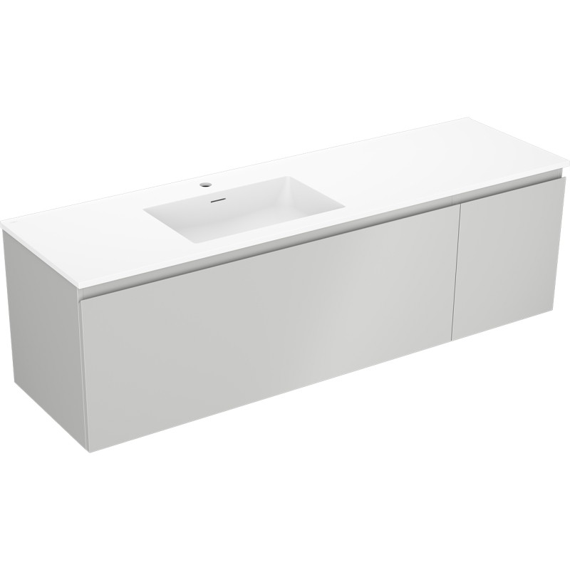 Mexen Orio bathroom cabinet 160 cm with Otis sink left, 1S, 1D, gray matte/white matte - 91A13-16047-3-BBFF62-W18L01