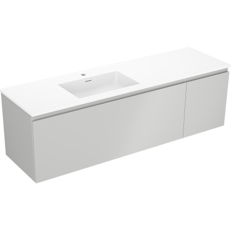Mexen Orio bathroom cabinet 160 cm with Otis left sink, 1S, 1D, gray matte/white matte - 91A13-16047-3-BBFF62-W18L01