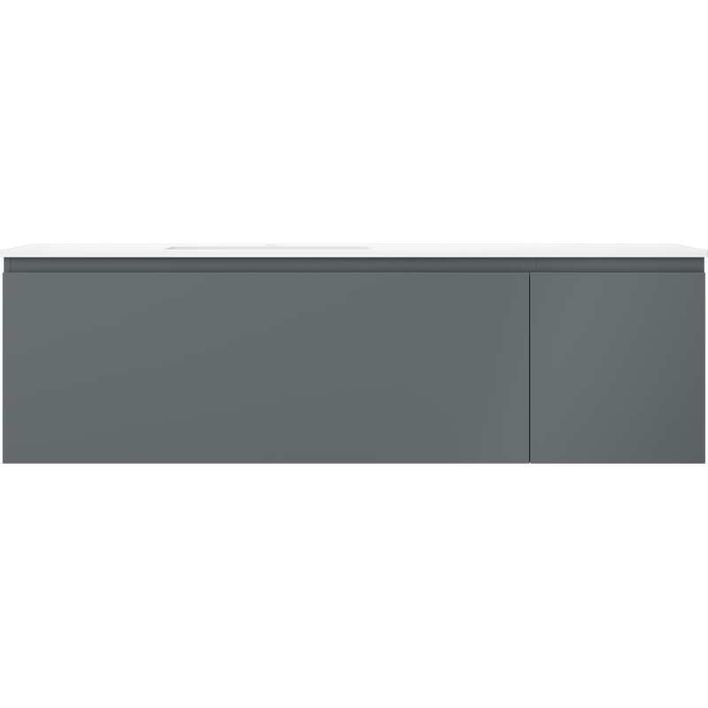 Mexen Orio bathroom cabinet 160 cm with left Otis washbasin, 1S, 1D, graphite matte/white matte - 91A13-16047-3-BBFF66-W18L01