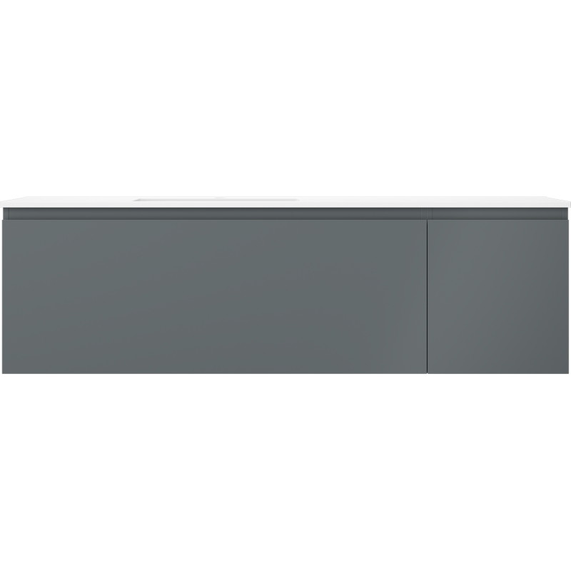 Mexen Orio bathroom cabinet 160 cm with sink Otis left, 1S, 1D, matte graphite/white matte - 91A13-16047-3-BBFF66-W18L01