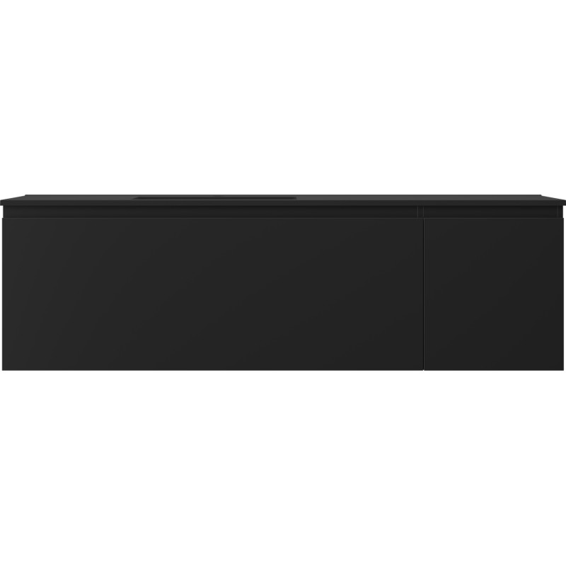 Mexen Orio 160 cm bathroom cabinet with left Otis sink, 1S, 1D, matte black - 91A13-16047-3-BBFF71-W18L71