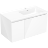 Mexen Orio 90 cm bathroom cabinet with Otis right sink, 1S, 1D, white gloss - 91A13-09047-3-BBFF00-W18P00
