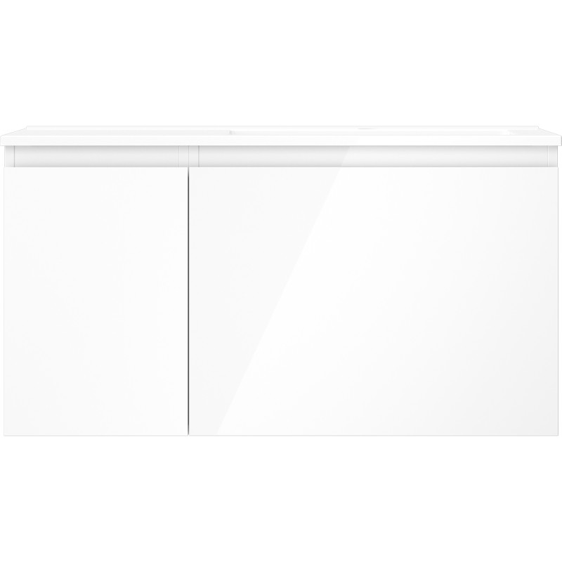 Mexen Orio 90 cm bathroom cabinet with Otis right sink, 1S, 1D, white gloss - 91A13-09047-3-BBFF00-W18P00