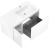 Mexen Orio 90 cm bathroom cabinet with Otis right sink, 1S, 1D, white gloss - 91A13-09047-3-BBFF00-W18P00