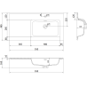 Mexen Orio 90 cm bathroom cabinet with Otis sink right, 1S, 1D, gray matte/white matte - 91A13-09047-3-BBFF62-W18P01