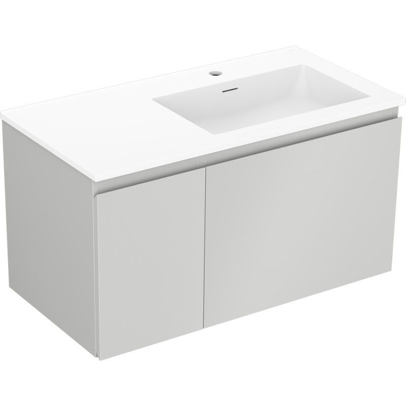 Mexen Orio 90 cm bathroom cabinet with Otis sink right, 1S, 1D, gray matte/white matte - 91A13-09047-3-BBFF62-W18P01