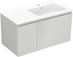 Mexen Orio 90 cm bathroom cabinet with Otis sink right, 1S, 1D, gray matte/white matte - 91A13-09047-3-BBFF62-W18P01