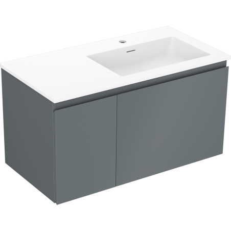 Mexen Orio bathroom cabinet 90 cm with right Otis sink, 1S, 1D, matte graphite/white matte - 91A13-09047-3-BBFF66-W18P01