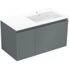 Mexen Orio bathroom cabinet 90 cm with right Otis sink, 1S, 1D, matte graphite/white matte - 91A13-09047-3-BBFF66-W18P01
