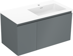 Mexen Orio bathroom cabinet 90 cm with right Otis sink, 1S, 1D, matte graphite/white matte - 91A13-09047-3-BBFF66-W18P01