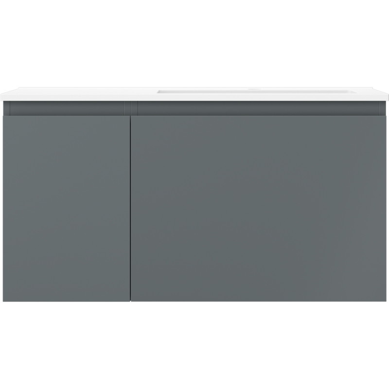 Mexen Orio bathroom cabinet 90 cm with right Otis sink, 1S, 1D, matte graphite/white matte - 91A13-09047-3-BBFF66-W18P01
