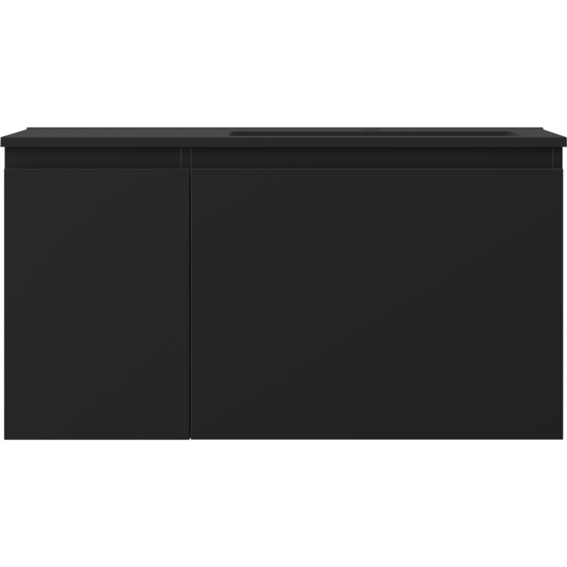 Mexen Orio bathroom cabinet 90 cm with Otis sink right, 1S, 1D, black matte - 91A13-09047-3-BBFF71-W18P71
