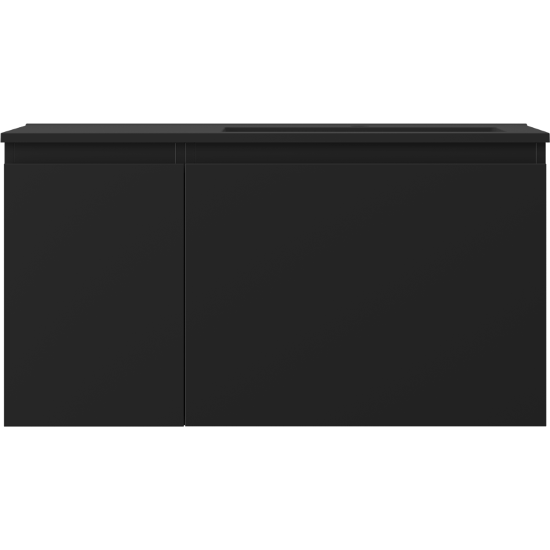 Mexen Orio bathroom cabinet 90 cm with right Otis sink, 1S, 1D, black matte - 91A13-09047-3-BBFF71-W18P71