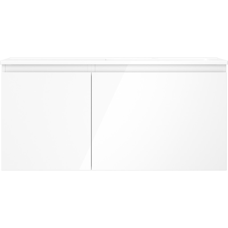 Mexen Orio 100 cm bathroom cabinet with Otis sink right, 1S, 1D, white gloss - 91A13-10047-3-BBFF00-W18P00