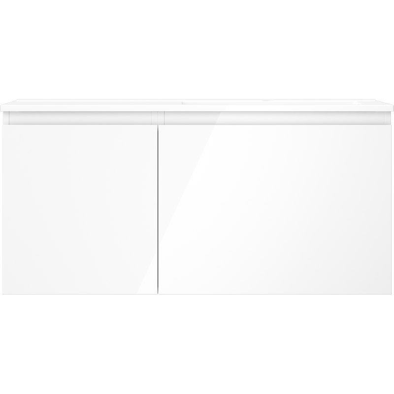 Mexen Orio bathroom cabinet 100 cm with Otis right sink, 1S, 1D, white gloss - 91A13-10047-3-BBFF00-W18P00