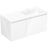 Mexen Orio 100 cm bathroom cabinet with Otis sink right, 1S, 1D, white gloss - 91A13-10047-3-BBFF00-W18P00