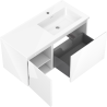Mexen Orio bathroom cabinet 100 cm with Otis right sink, 1S, 1D, white gloss - 91A13-10047-3-BBFF00-W18P00