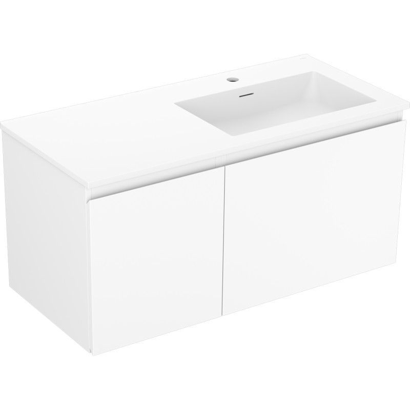 Mexen Orio 100 cm Bathroom Cabinet with Otis Right Sink, 1 Drawer, 1 Door, Matte White - 91A13-10047-3-BBFF01-W18P01