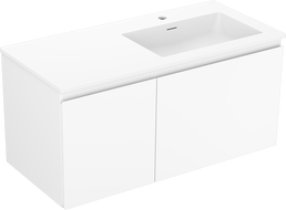 Mexen Orio 100 cm Bathroom Cabinet with Otis Right Sink, 1 Drawer, 1 Door, Matte White - 91A13-10047-3-BBFF01-W18P01