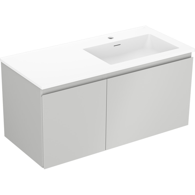 Mexen Orio 100 cm Bathroom Cabinet with Right Otis Sink, 1S, 1D, Gray Matte/White Matte - 91A13-10047-3-BBFF62-W18P01
