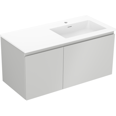 Mexen Orio 100 cm Bathroom Cabinet with Right Otis Sink, 1S, 1D, Gray Matte/White Matte - 91A13-10047-3-BBFF62-W18P01